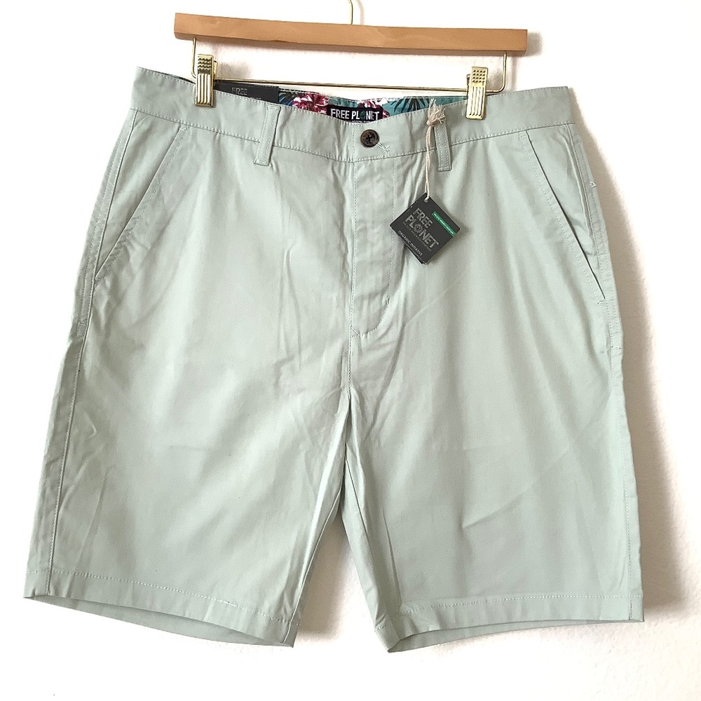 New Free Planet Green Smoke Stretch Shorts Size 34